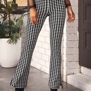SHEIN flare leg houndstooth pants